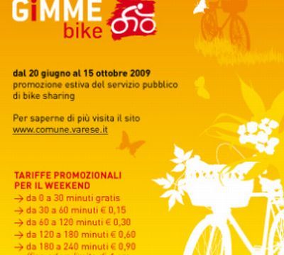 Varese. Bike sharing: fino a metà ottobre ancora attiva la promozione del fine settimana