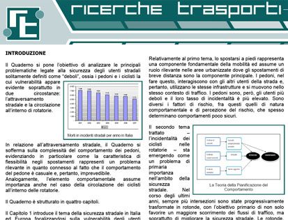 Roma. Ricerche Trasporti pubblica il 'Quaderno RT n. 15': "Gli utenti deboli e la sicurezza stradale: analisi della sinistrosità e fattori di rischio