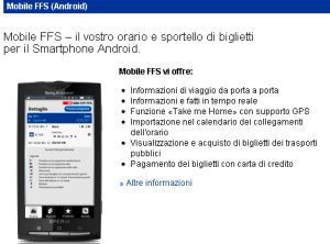 Zurigo. FFS Mobile: biglietti e orari ora anche su Android