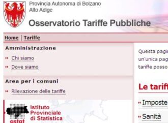 Bolzano. L'Osservatorio tariffe pubbliche diffonde i dati su alcuni servizi sociali, alla persona ai veicoli o ai trasporti pubblici